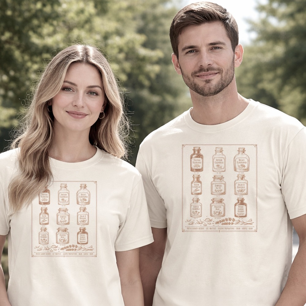 Physic Garden Reserve Nine Apothecary Vials Grid Tee
